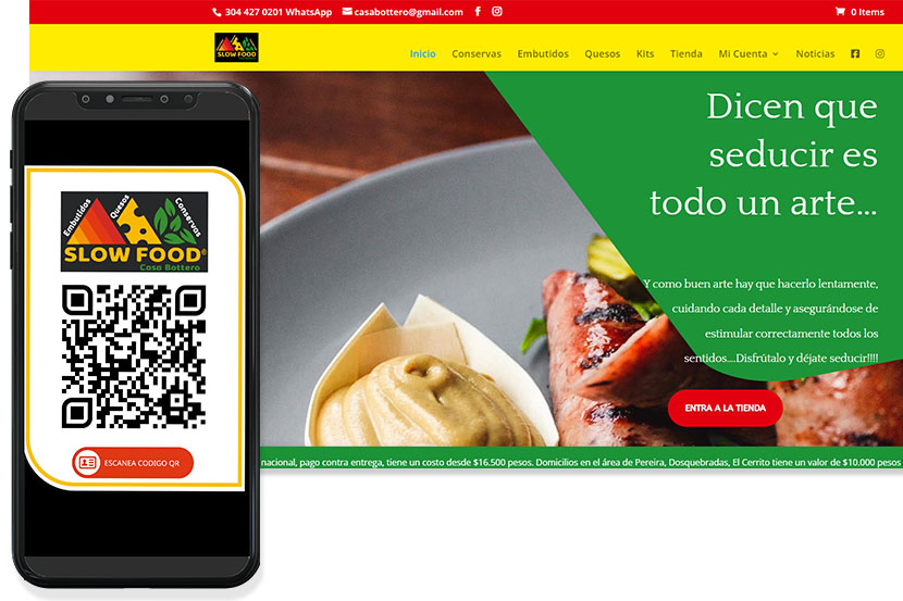 diseño web con ecommerce para slow food casa bottero