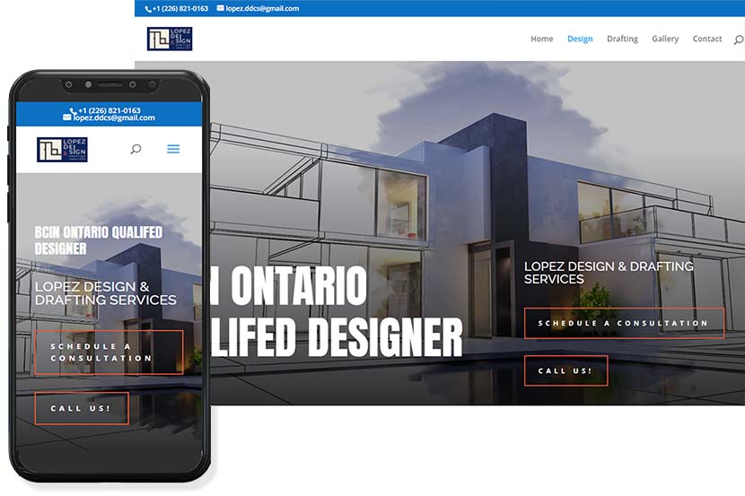 Diseño página web para Lopez Desgign & Drafting, Ontario, Canada